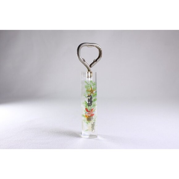 Hollywood California lucite clear float faux seahorse bottle opener - Picture 9 of 11